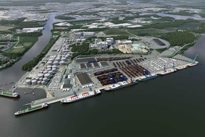 Visualization of the modernised Pampus Harbour in the Port of Norrköping (photo: Port of Norrköping)